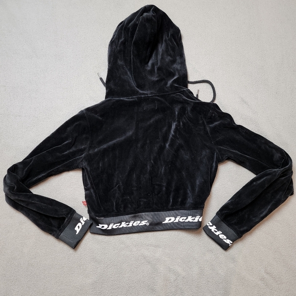 Dickies Velour Cropped Zip Jacket Hoodie Sz Med - Picture 2 of 10